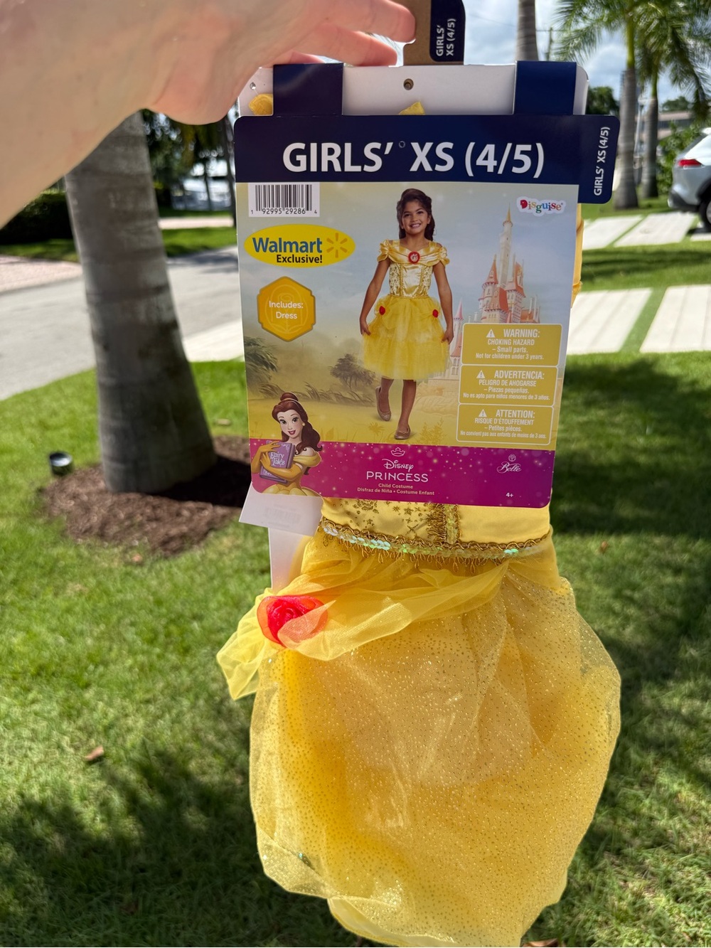 Disney Belle Yellow Princess Dress with Red Rose Accent